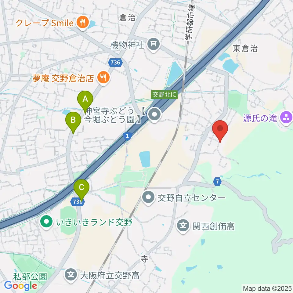 金澤ギタースクール交野教室周辺のカフェ一覧地図