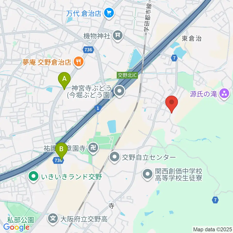 金澤ギタースクール交野教室周辺のカフェ一覧地図