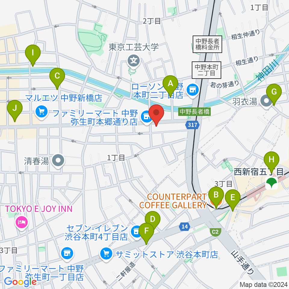 ロックフォード MELODIA Tokyo周辺のカフェ一覧地図