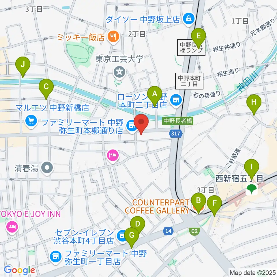 ロックフォード MELODIA Tokyo周辺のカフェ一覧地図