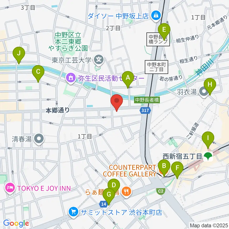 ロックフォード MELODIA Tokyo周辺のカフェ一覧地図