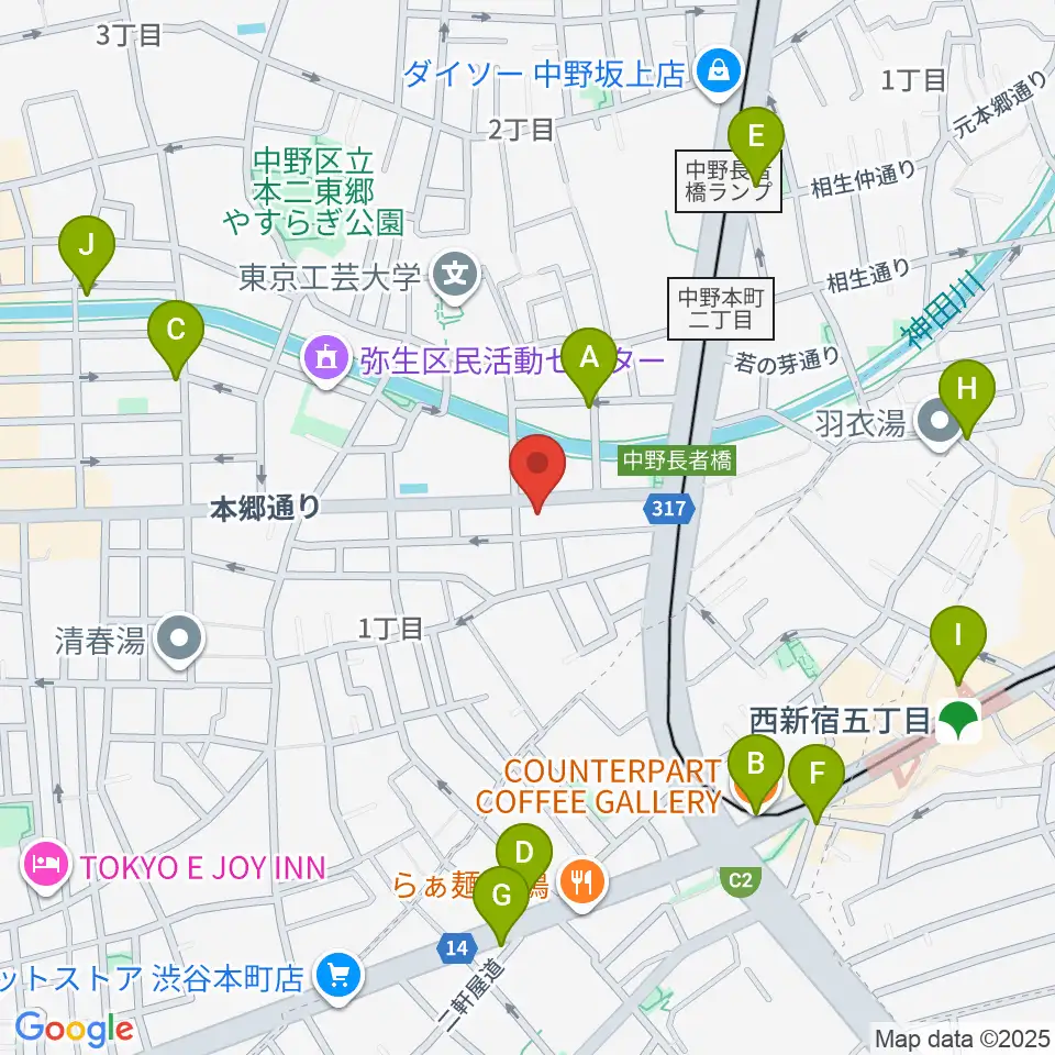 ロックフォード MELODIA Tokyo周辺のカフェ一覧地図