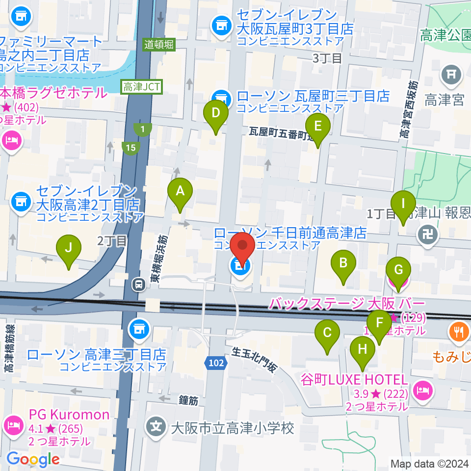 STARBOX周辺のカフェ一覧地図