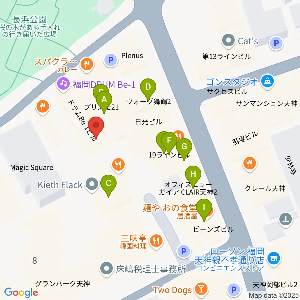 福岡DRUM SON周辺のカフェ一覧地図