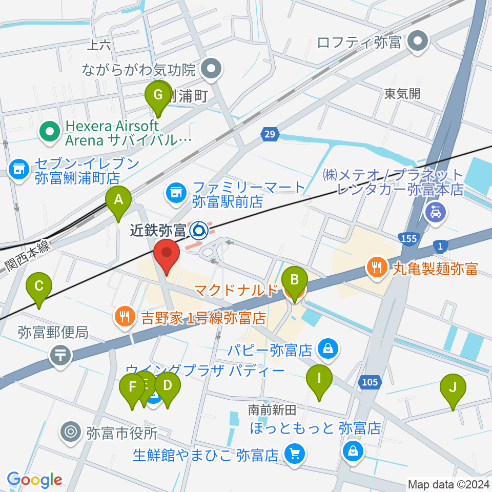 ポワンポワンスタジオ弥富校周辺のカフェ一覧地図