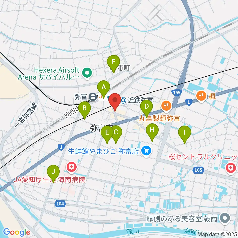 ポワンポワンスタジオ弥富校周辺のカフェ一覧地図