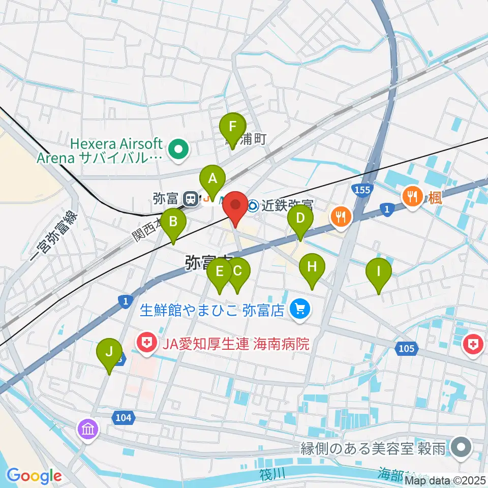 ポワンポワンスタジオ弥富校周辺のカフェ一覧地図