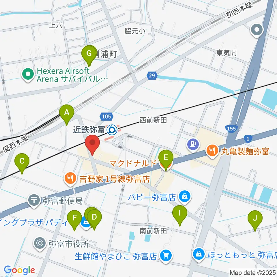 ポワンポワンスタジオ弥富校周辺のカフェ一覧地図
