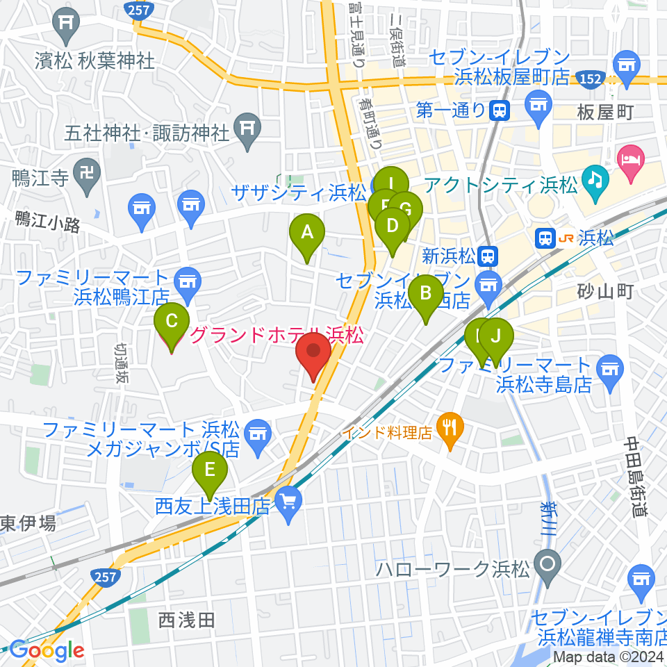 浜松ズート・ホーン・ロロ周辺のカフェ一覧地図