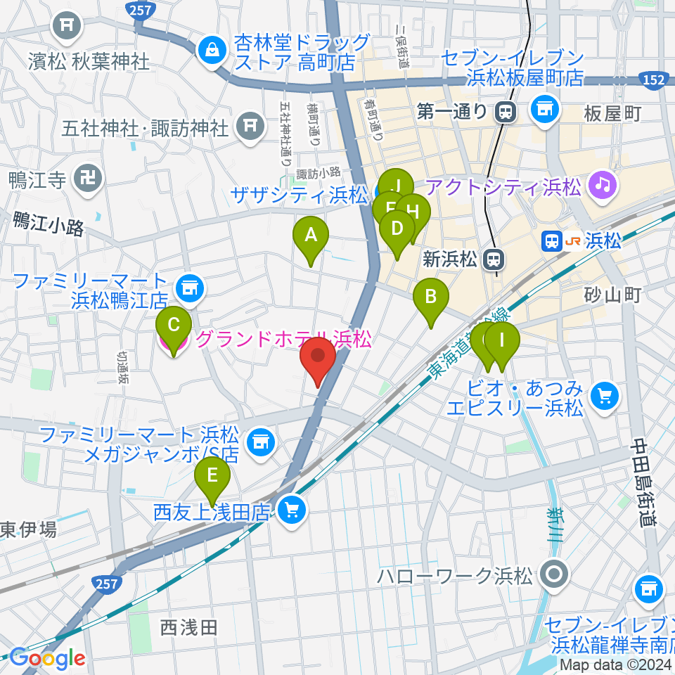 浜松ズート・ホーン・ロロ周辺のカフェ一覧地図