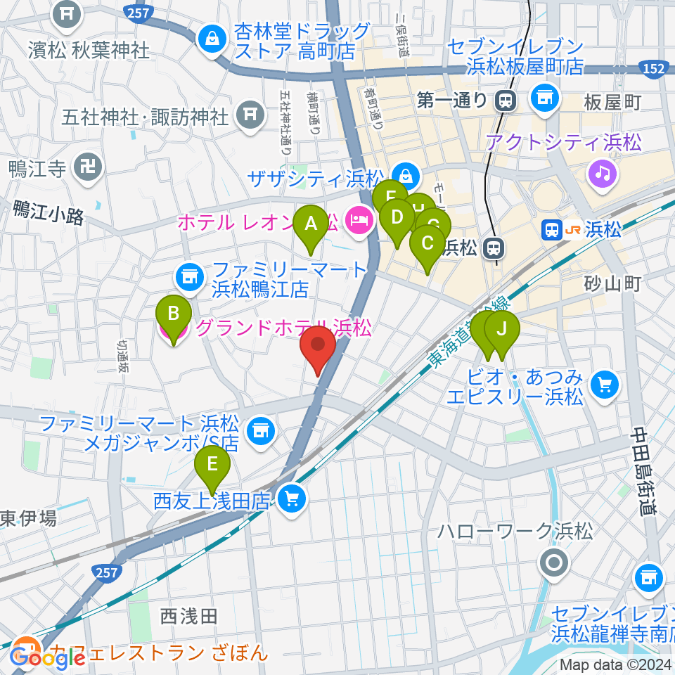 浜松ズート・ホーン・ロロ周辺のカフェ一覧地図