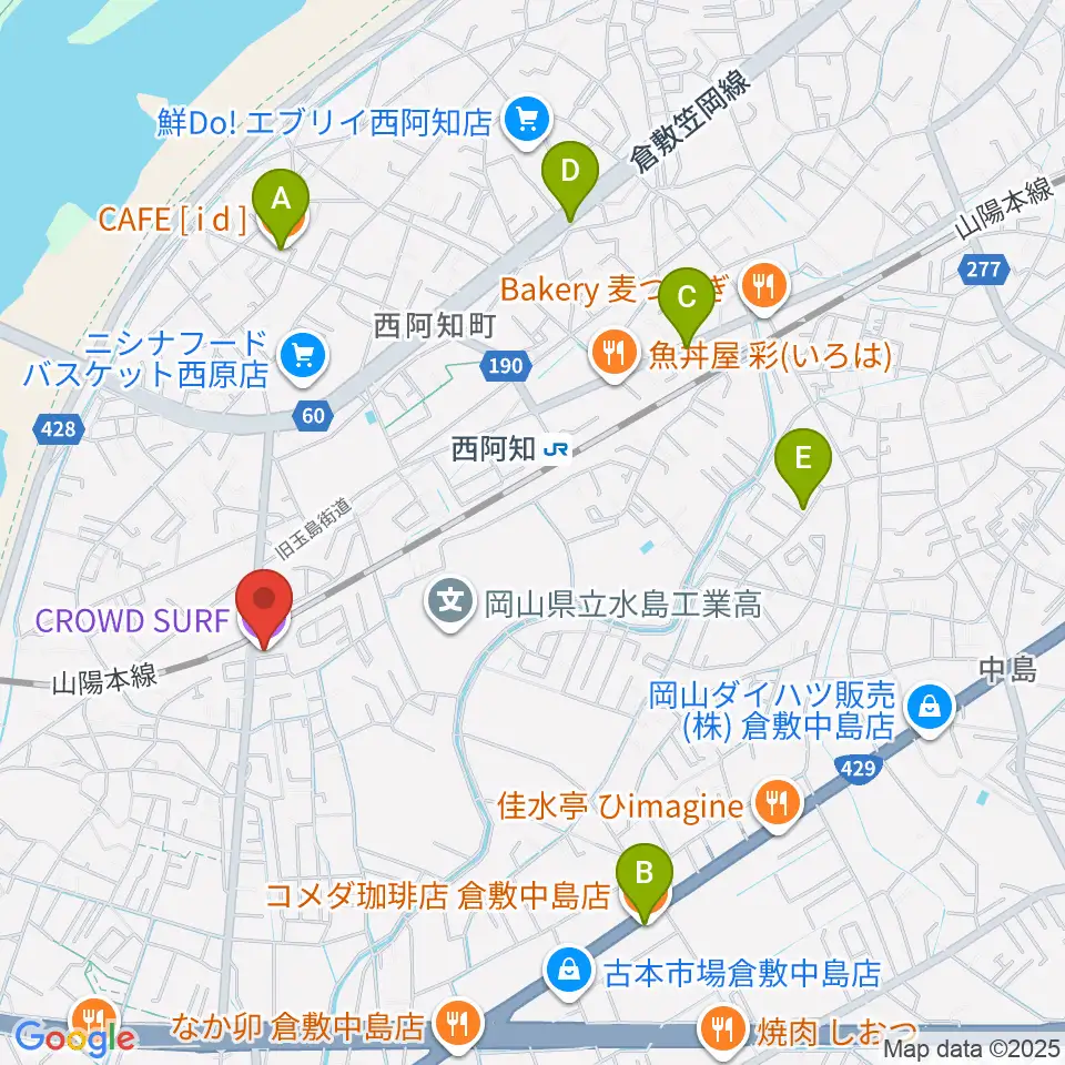 CROWD SURF周辺のカフェ一覧地図