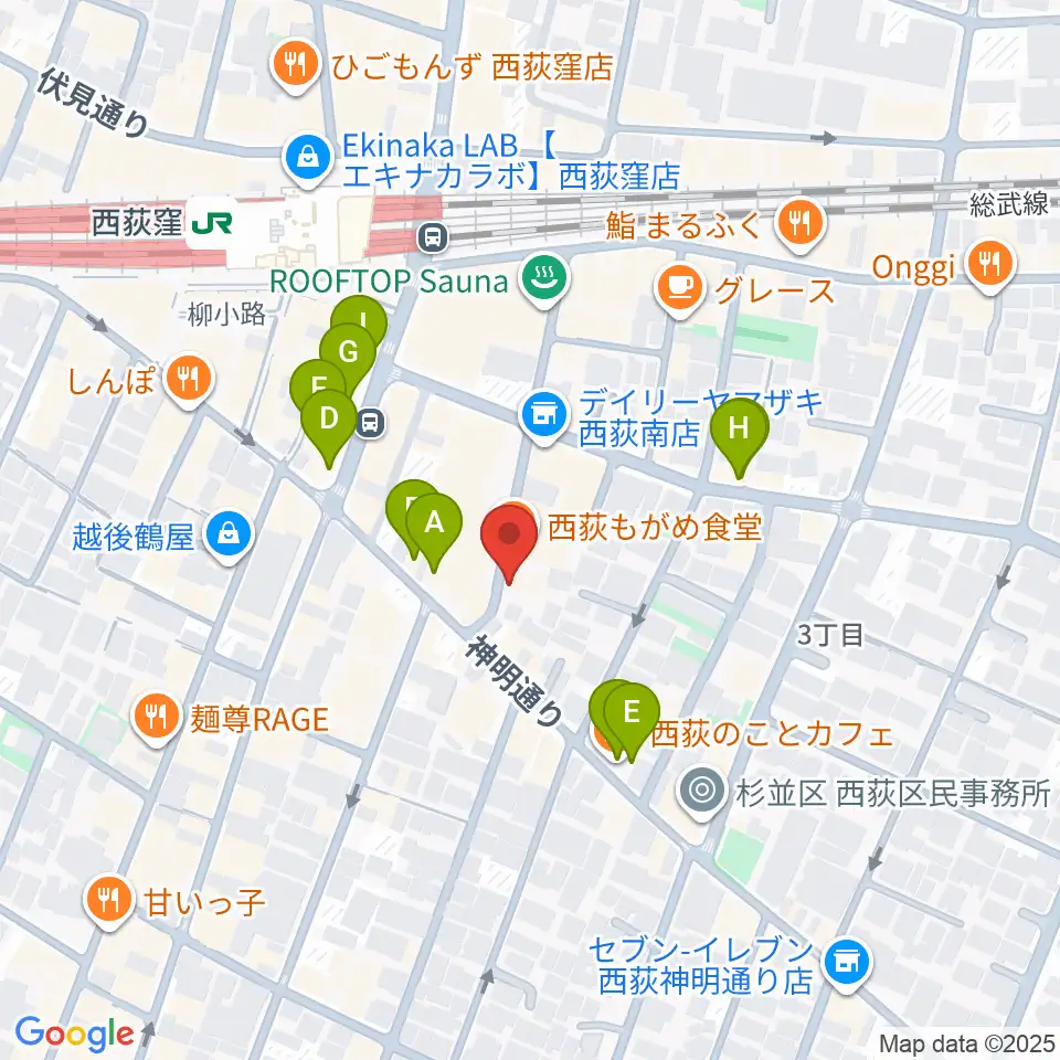 w.jaz周辺のカフェ一覧地図
