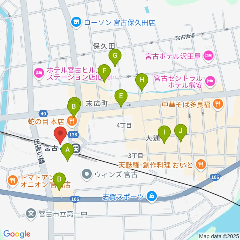 みやこハーバーラジオ周辺のカフェ一覧地図