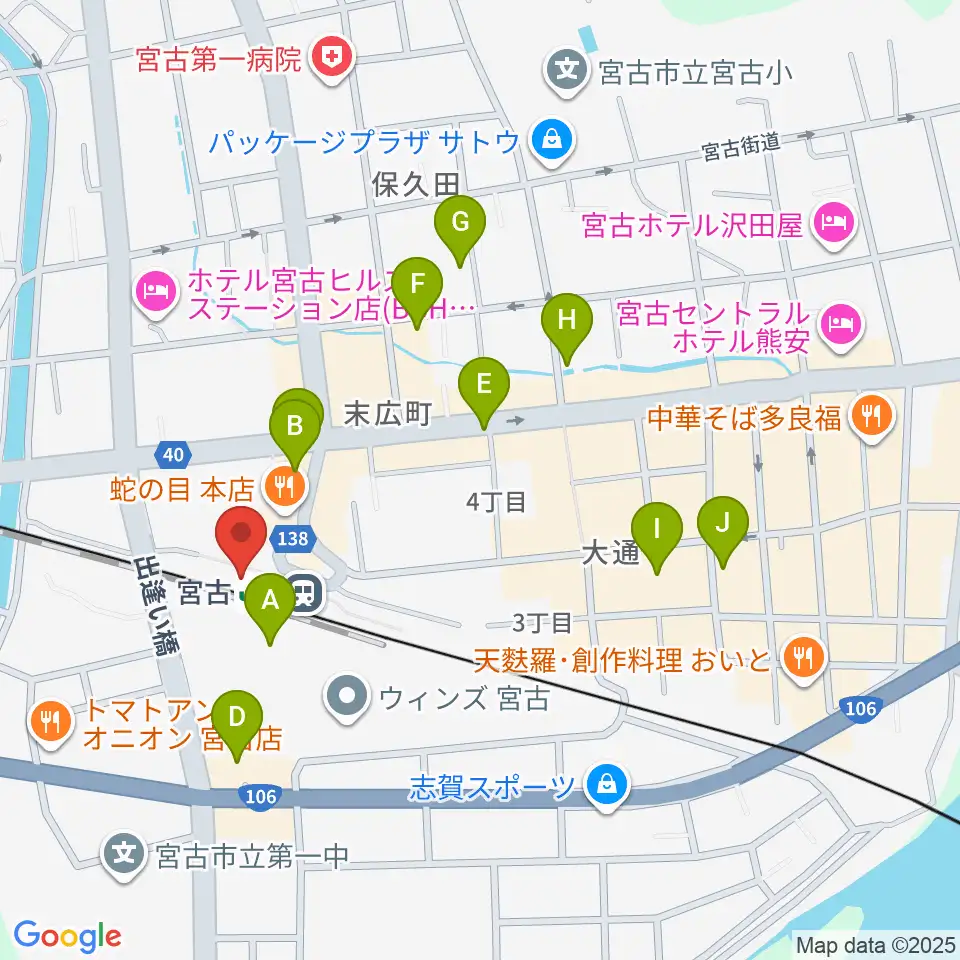 みやこハーバーラジオ周辺のカフェ一覧地図