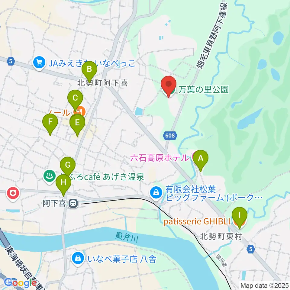 いなべ市北勢市民会館周辺のカフェ一覧地図