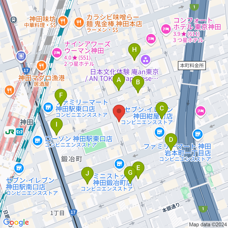 神田ISOLDE周辺のカフェ一覧地図