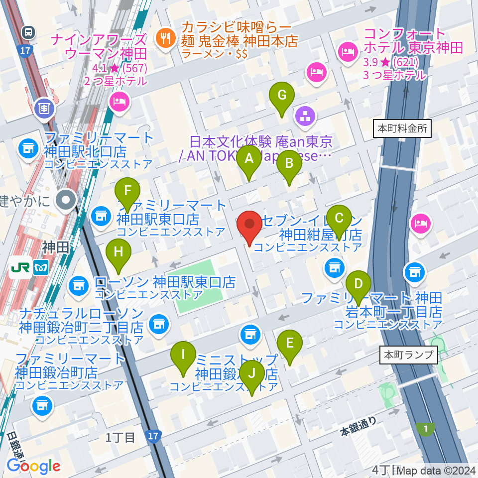 神田ISOLDE周辺のカフェ一覧地図