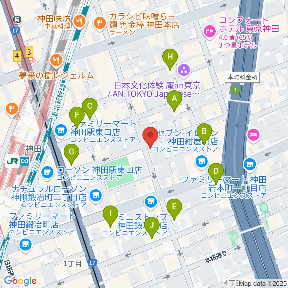 神田ISOLDE周辺のカフェ一覧地図