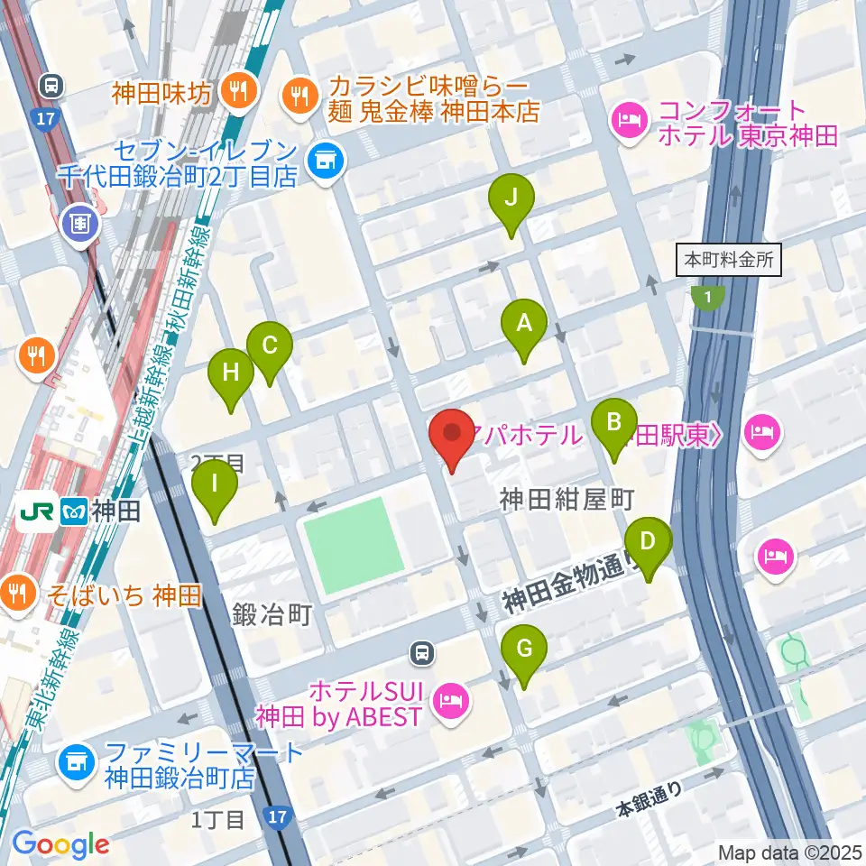 神田ISOLDE周辺のカフェ一覧地図