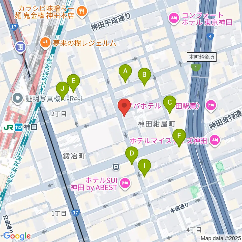 神田ISOLDE周辺のカフェ一覧地図