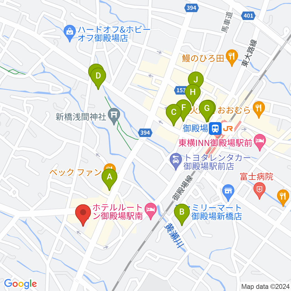 富士山GOGOエフエム周辺のカフェ一覧地図