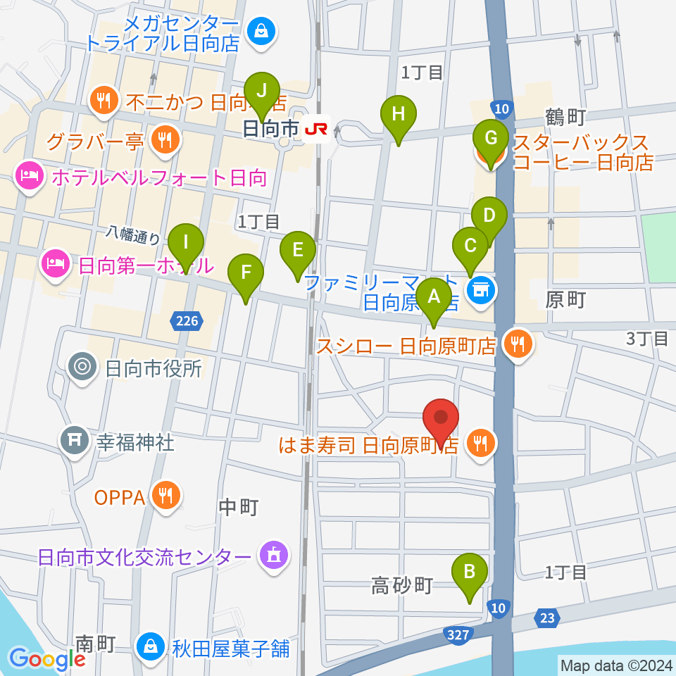 FMひゅうが周辺のカフェ一覧地図