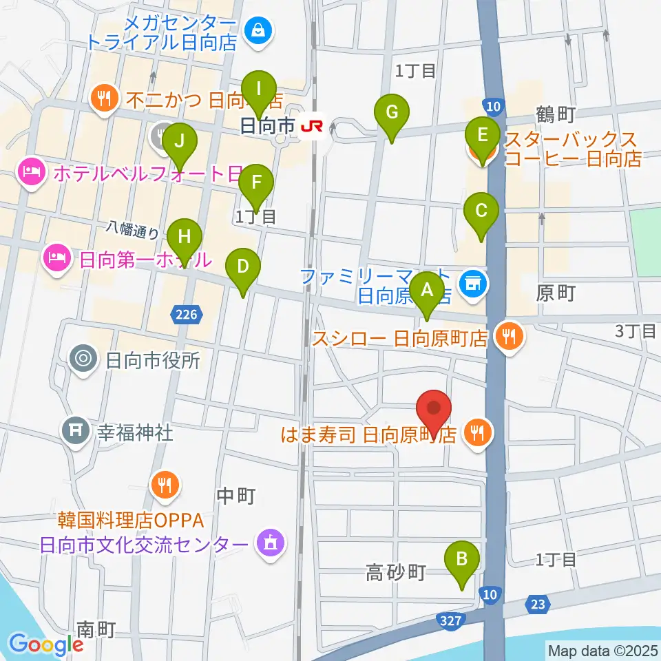 FMひゅうが周辺のカフェ一覧地図