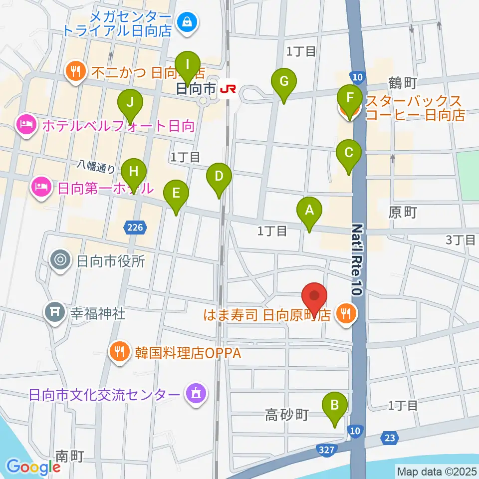 FMひゅうが周辺のカフェ一覧地図