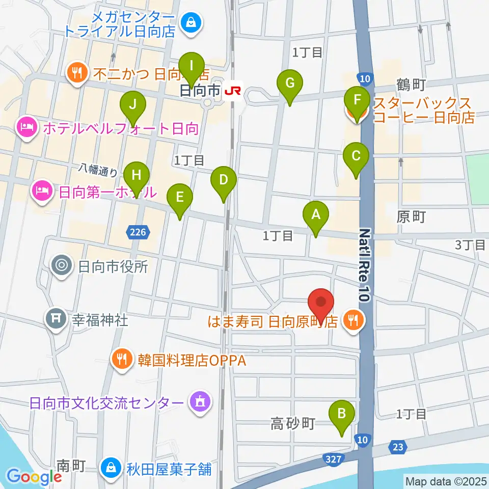 FMひゅうが周辺のカフェ一覧地図