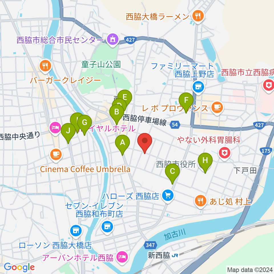 (有)岡本ピアノ工房周辺のカフェ一覧地図