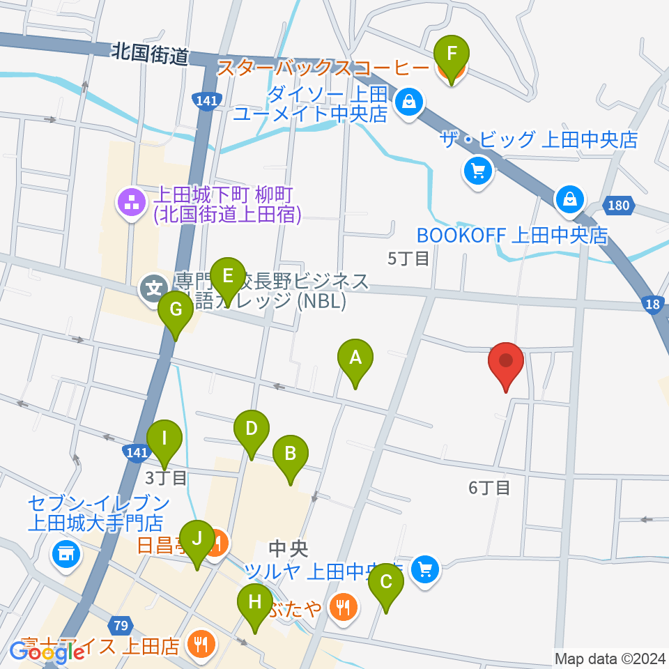 中澤ホール周辺のカフェ一覧地図