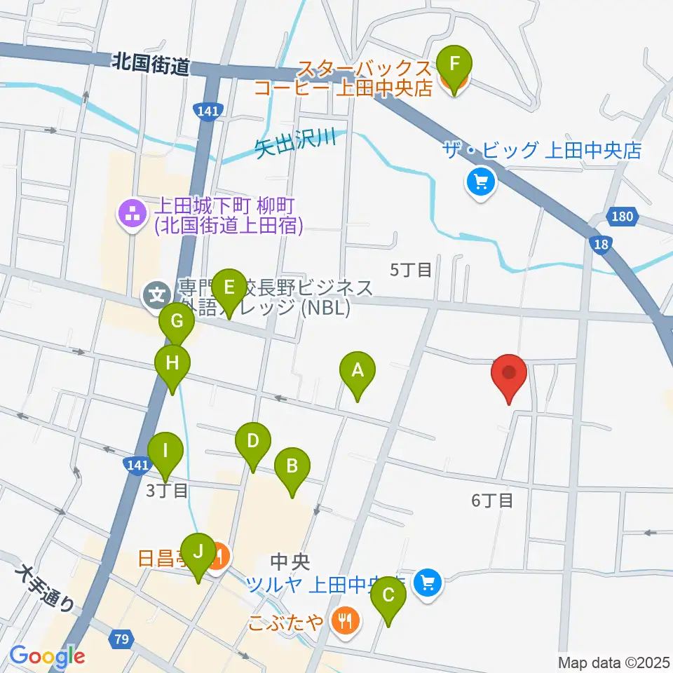 中澤ホール周辺のカフェ一覧地図
