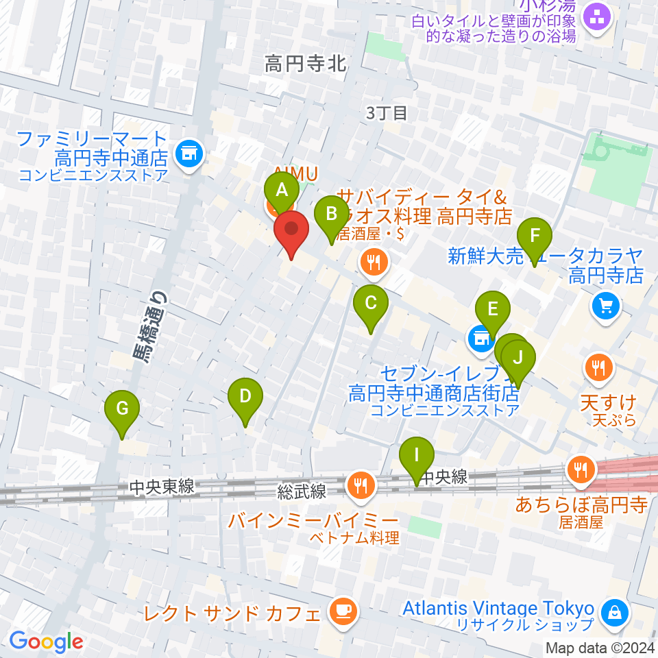 高円寺パンディット周辺のカフェ一覧地図