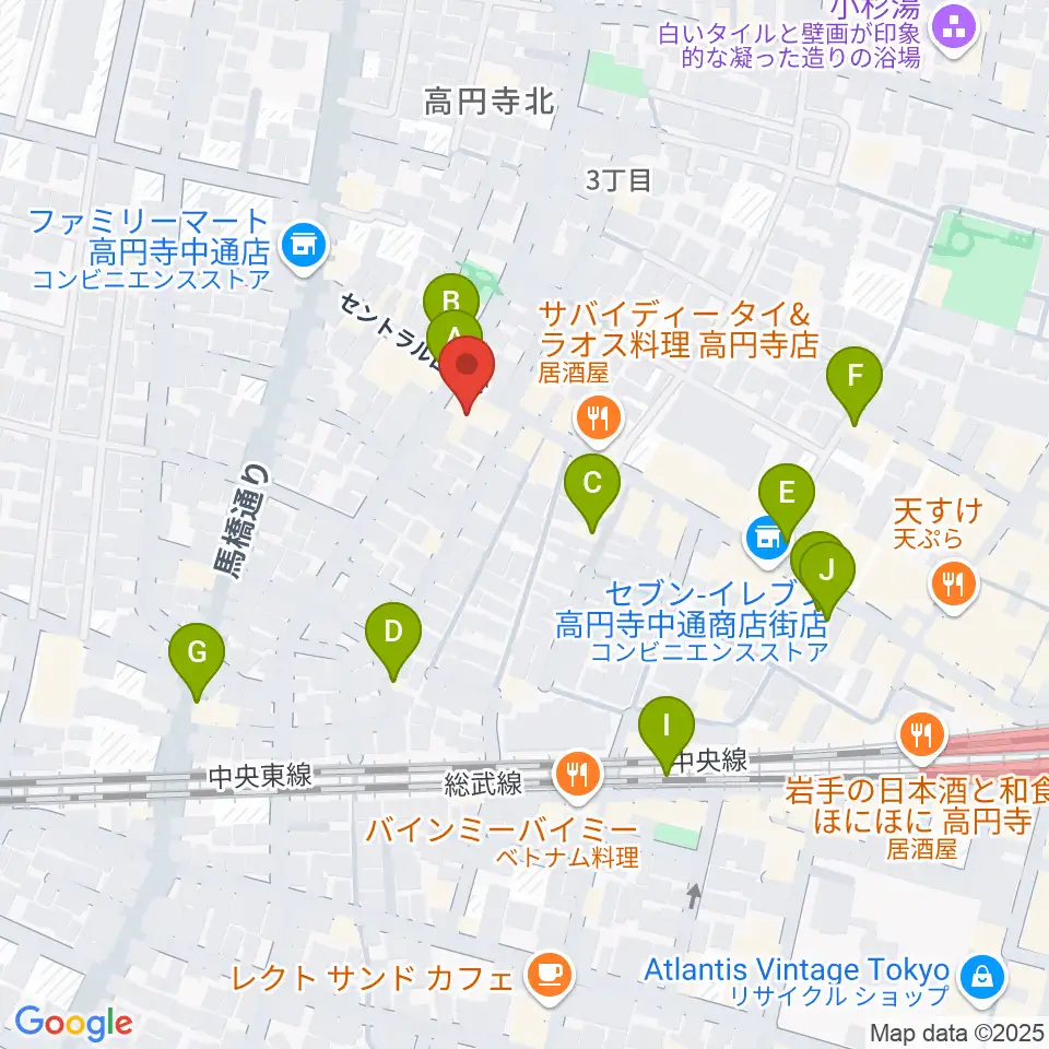 高円寺パンディット周辺のカフェ一覧地図