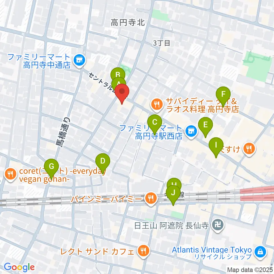 高円寺パンディット周辺のカフェ一覧地図