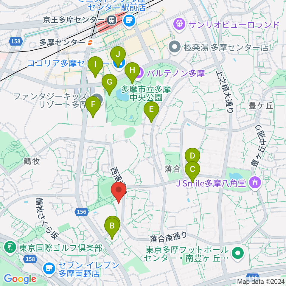 パルナソス多摩 シューベルトホール周辺のカフェ一覧地図