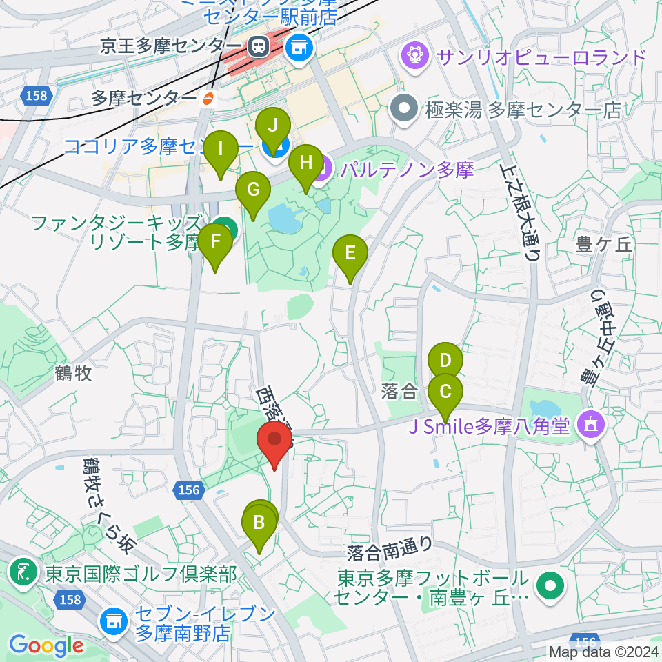 パルナソス多摩 シューベルトホール周辺のカフェ一覧地図