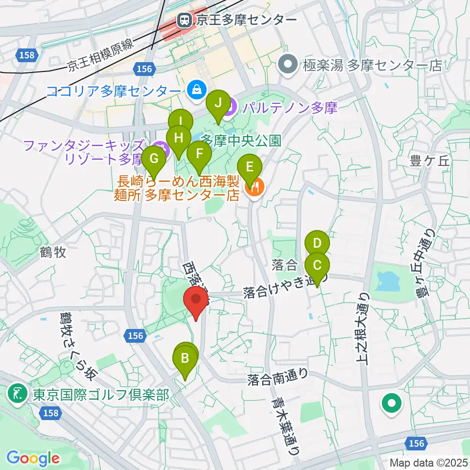 パルナソス多摩 シューベルトホール周辺のカフェ一覧地図