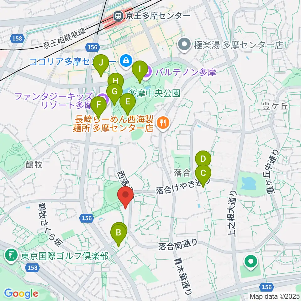 パルナソス多摩 シューベルトホール周辺のカフェ一覧地図
