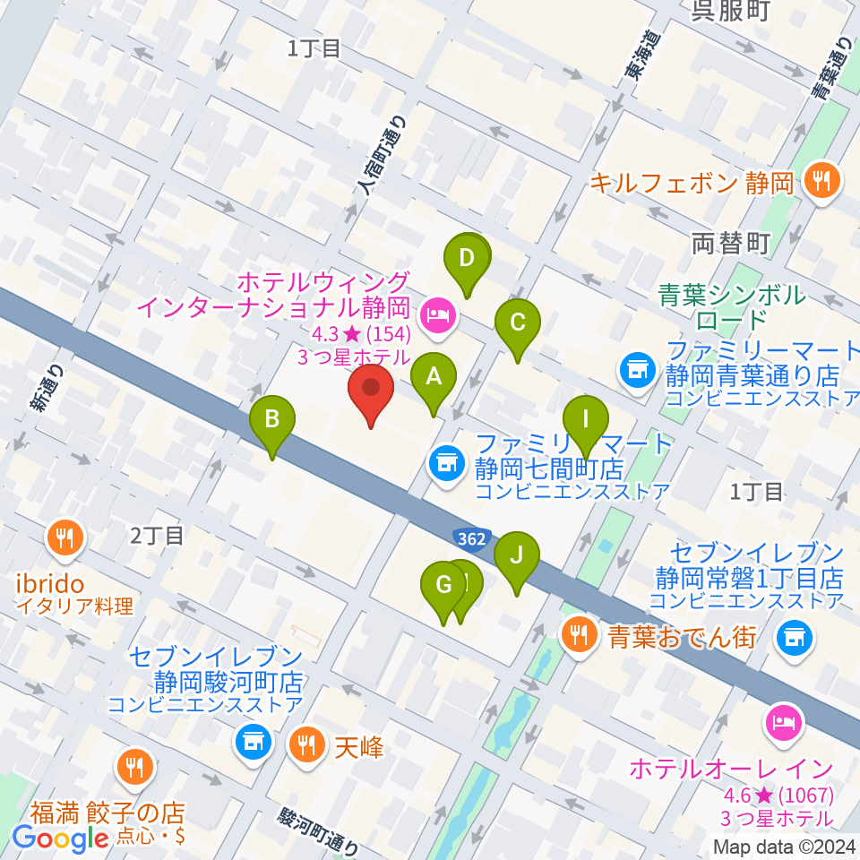 MIRAIEリアン コミュニティホール七間町周辺のカフェ一覧地図