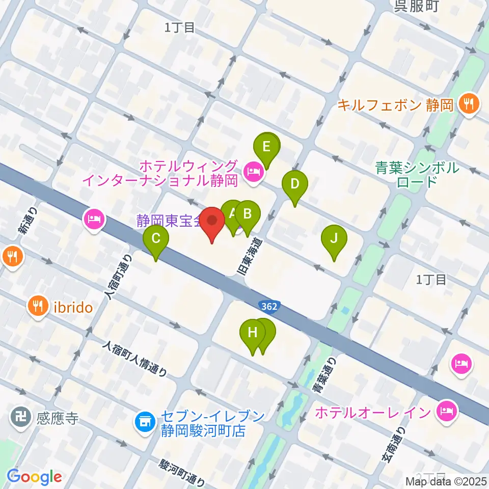 MIRAIEリアン コミュニティホール七間町周辺のカフェ一覧地図