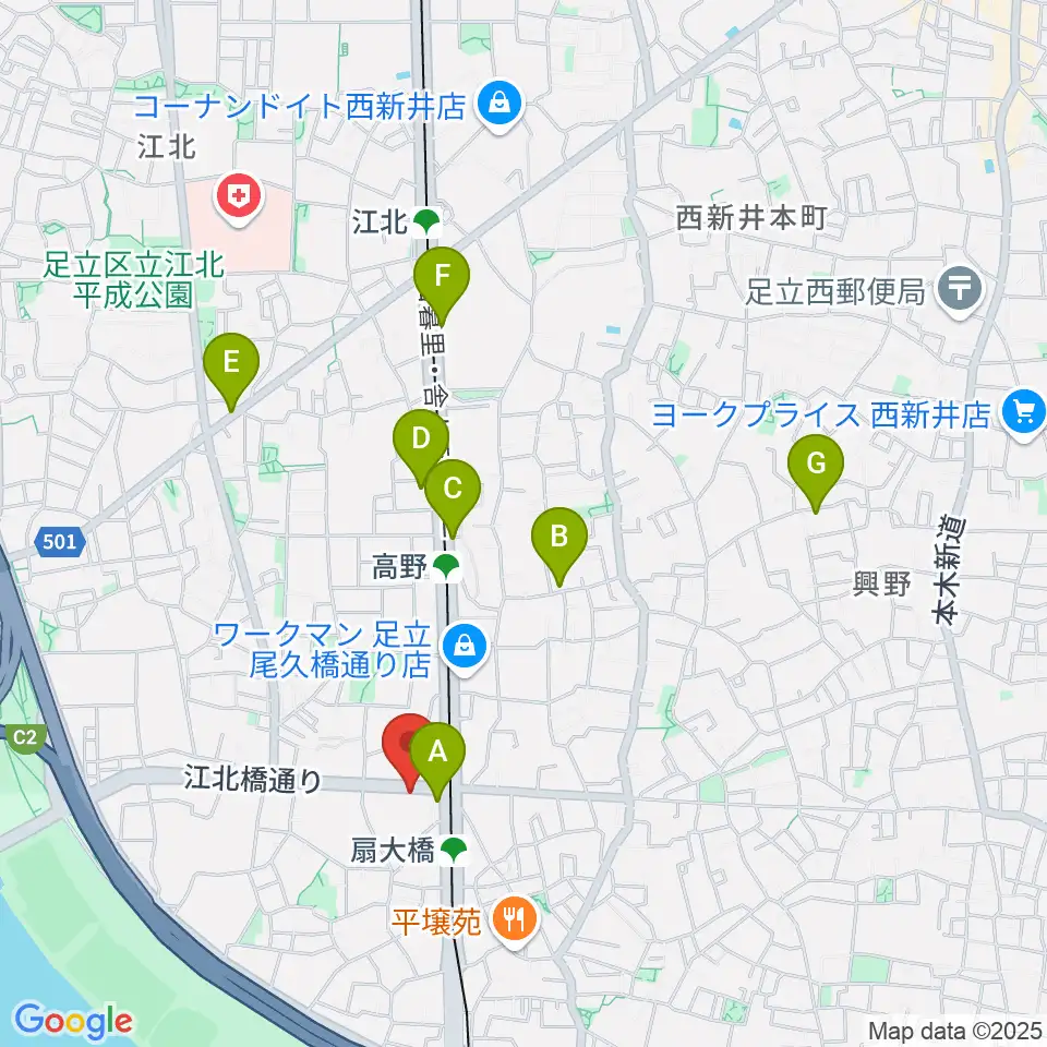 アトリエTANTOO周辺のカフェ一覧地図