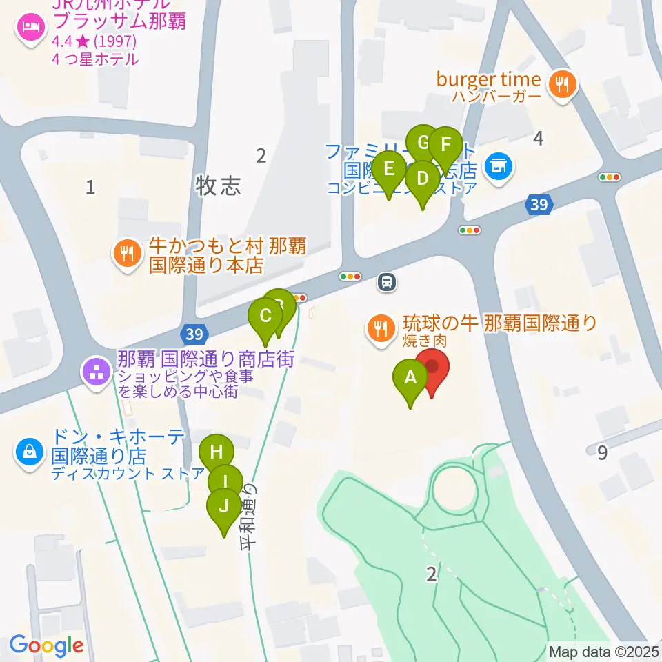 てんぶす那覇周辺のカフェ一覧地図
