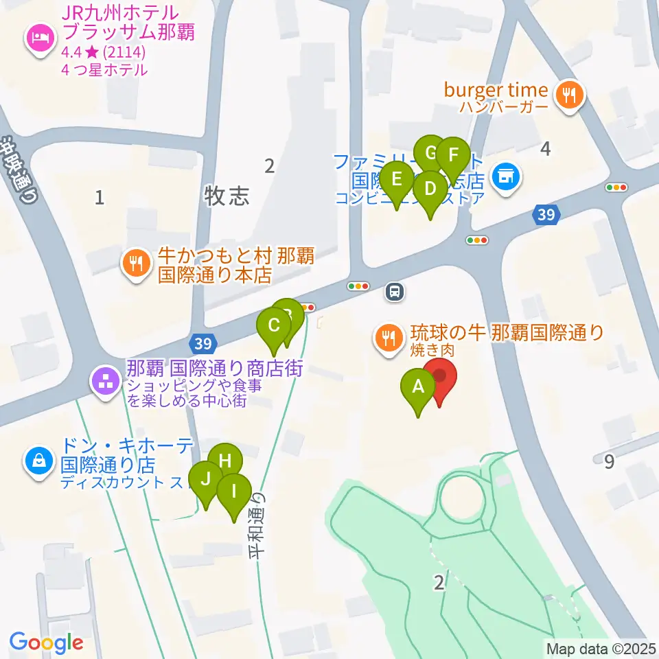 てんぶす那覇周辺のカフェ一覧地図