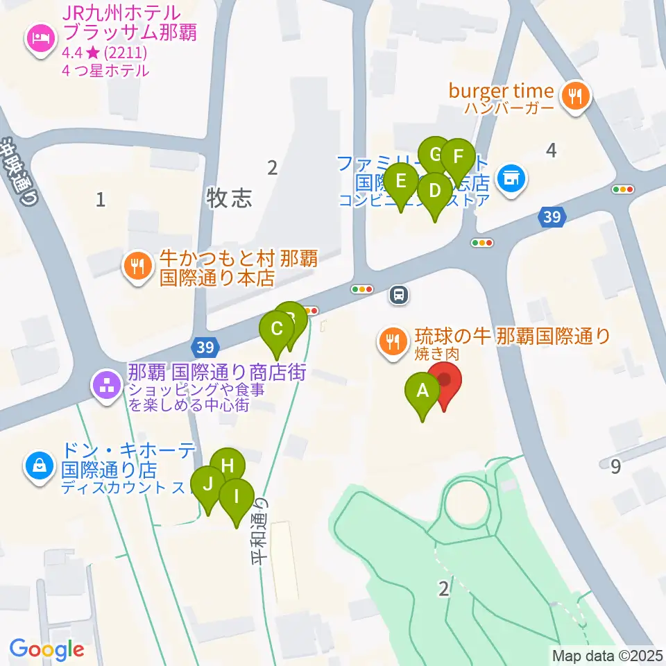 てんぶす那覇周辺のカフェ一覧地図