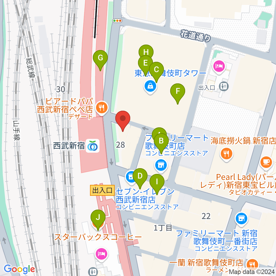 新宿バッシュ!!周辺のカフェ一覧地図