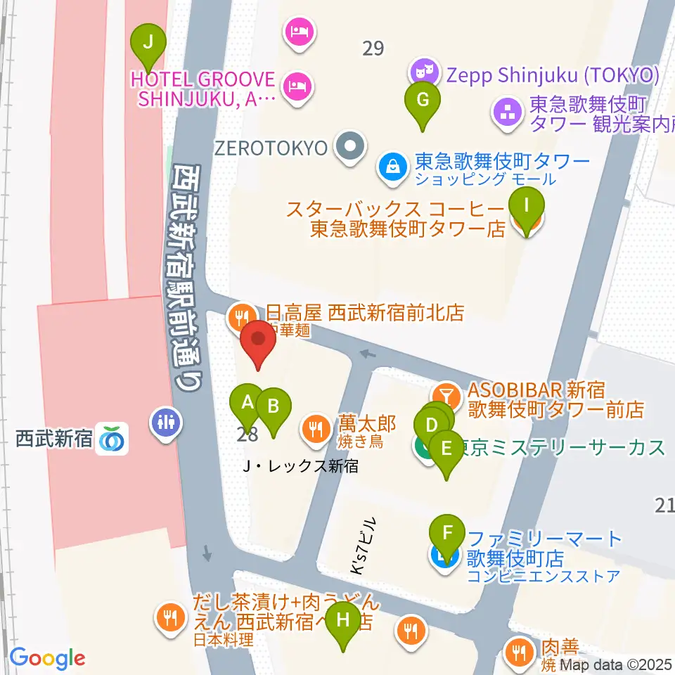 新宿バッシュ!!周辺のカフェ一覧地図