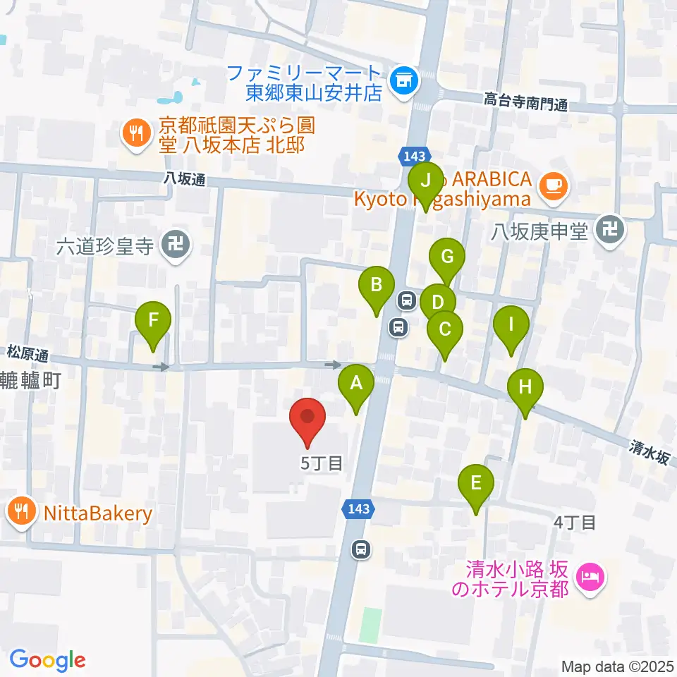 東山青少年活動センター周辺のカフェ一覧地図