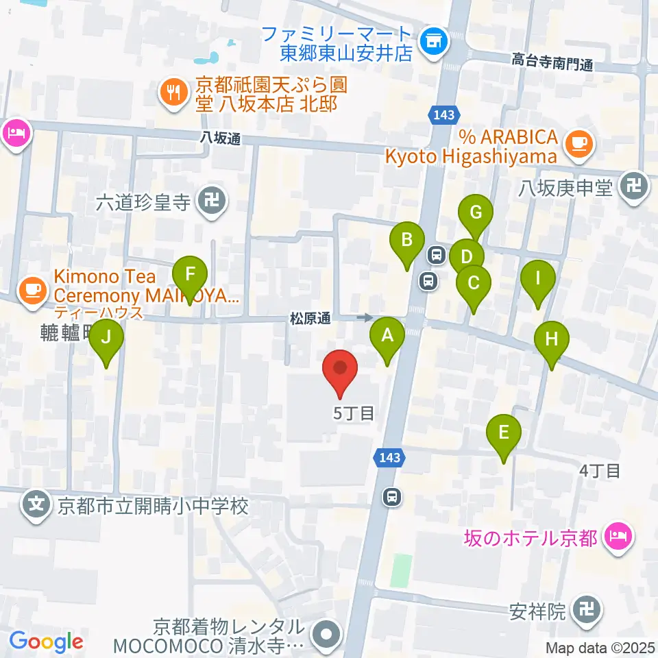 東山青少年活動センター周辺のカフェ一覧地図